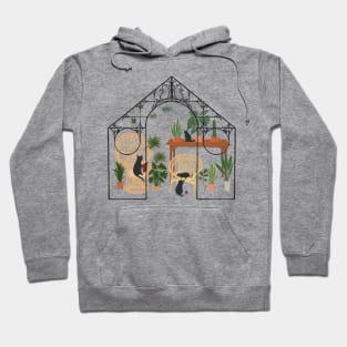 Meow on Chair 02 cat and plant glasshouse Hoodie